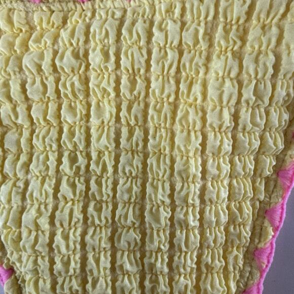 Seamolly Yellow Pink Trim Textured Size XS Bathing Suit Bikini Contrast Whip - Picture 9 of 14